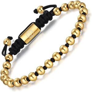 Men's 18K Gold Plated Franco Link Chain Stainless Steel Bracelet Adjustable